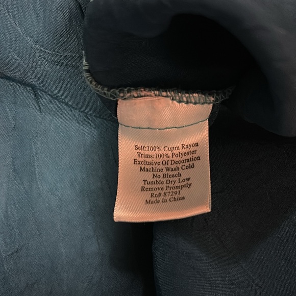 JOHNNY WAS Teal Embroidered Blouse, Small - Picture 7 of 8